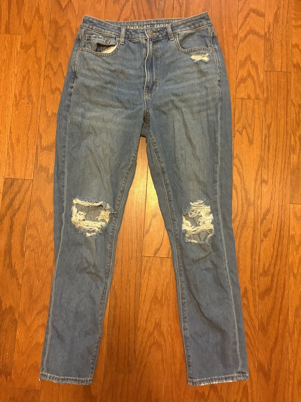 American Eagle Outfitters Boyfriend Jeans - Medium Blue Distressed